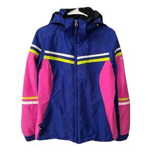 Karbon Womens Size Small Insulated Winter Ski Jacket Retro Colorblock Spirograph